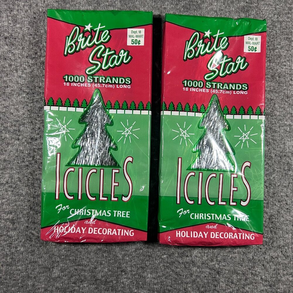 Lot of 2 Vtg Style Brite Star 18” Icicles Christmas Tree 2000‎ Strand Tinsel USA